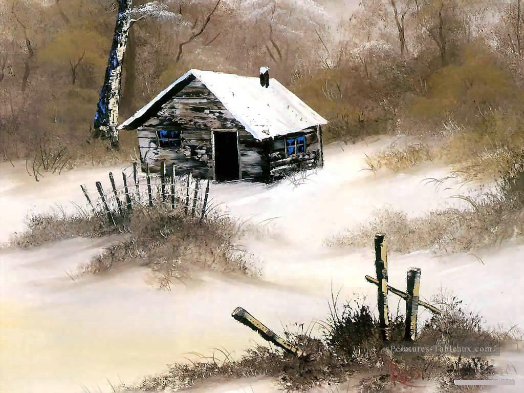 Cabane d’hiver Style de Bob Ross Peintures à l'huile